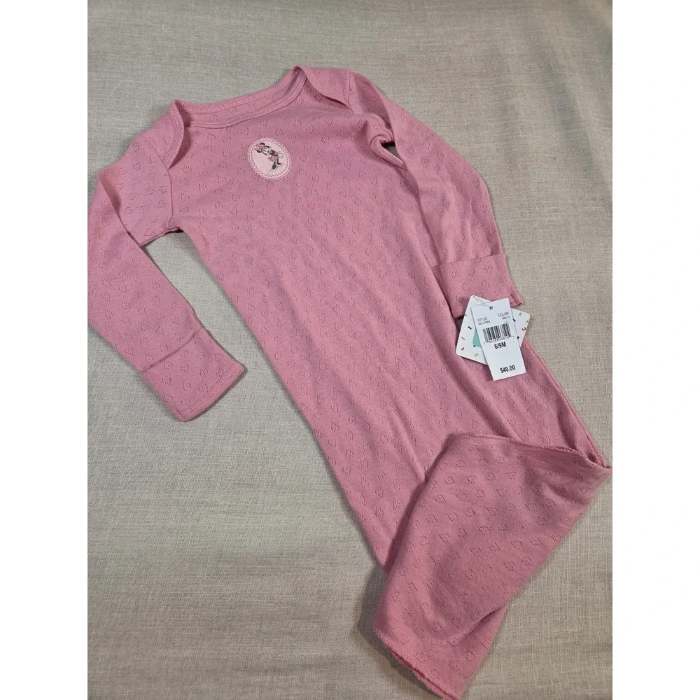 NWT Disney Baby Pink Minnie Mouse Baby Knotted Gown 6-9 Months - Picture 2 of 9